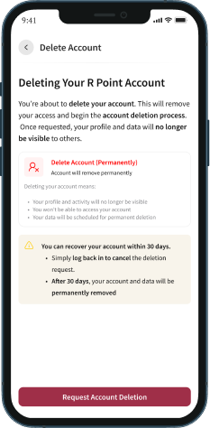 R Point Account Deletion Step 2